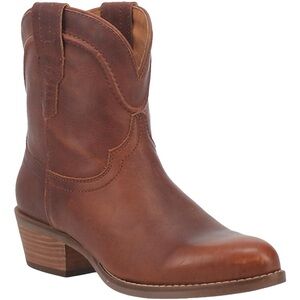 Dingo Ladies Brown Seguaro Western Bootie Pull On Brown Leather